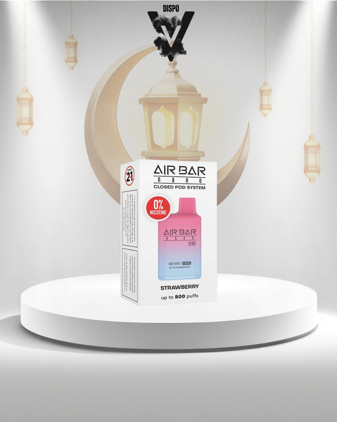 AirBar Nano Zero Nicotine Strawberry 800 Puffs