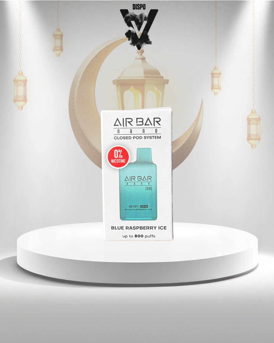 AirBar Nano Zero Nicotine Blue Raspberry Ice 800 Puffs